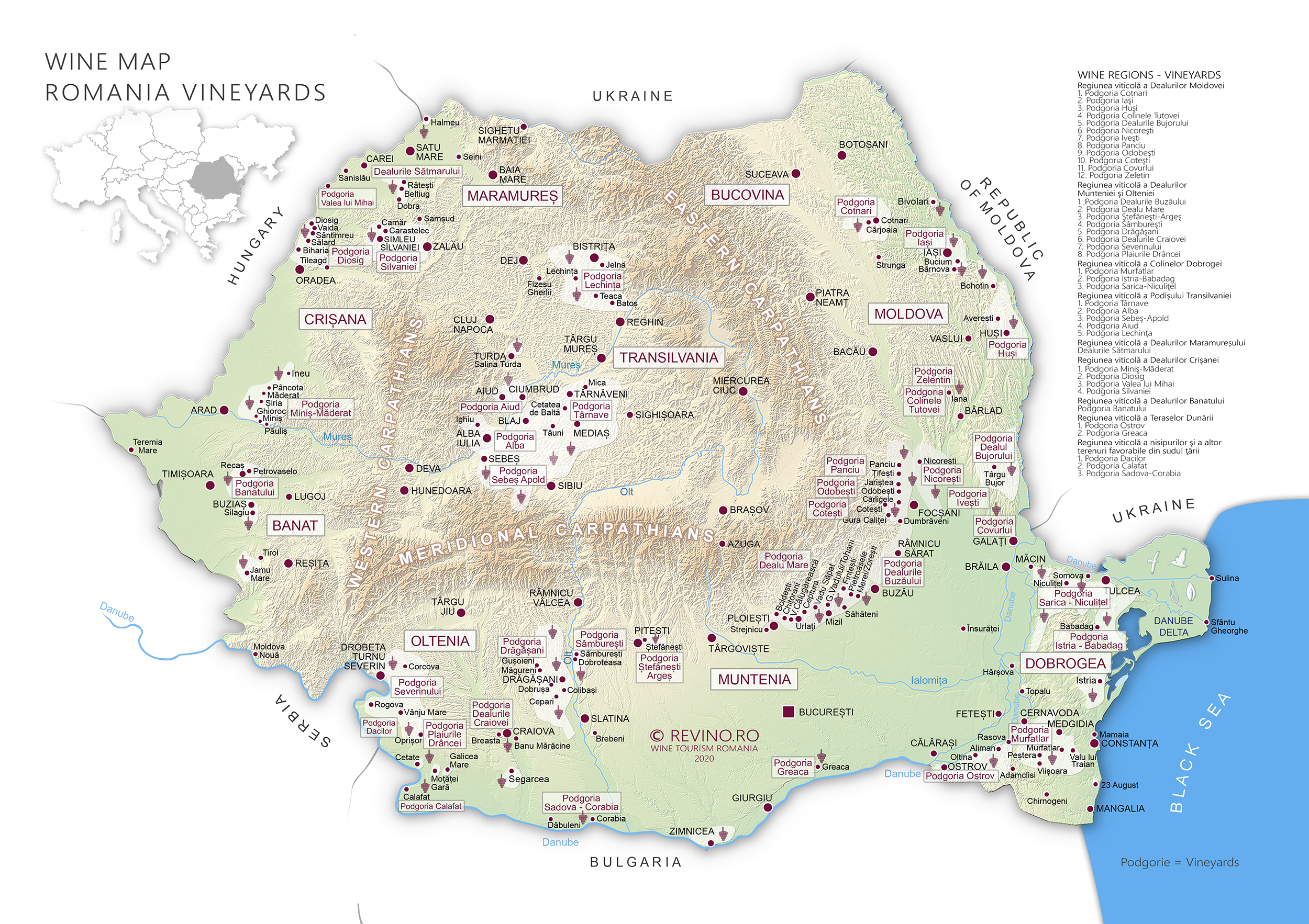 vineyards wine map romania